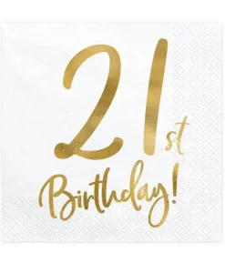 Servietter 21th birthday, guld