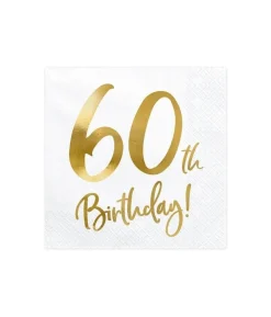 Servietter 60th birthday, guld