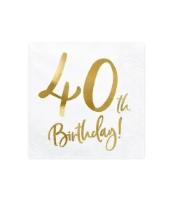Servietter 40th birthday, guld