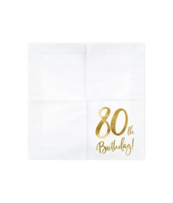 Servietter 80th birthday, guld