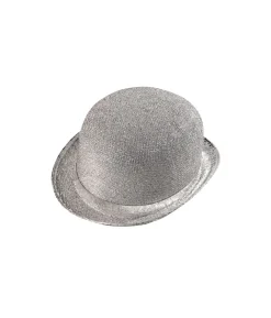 Sølv bowlerhat med glimmer