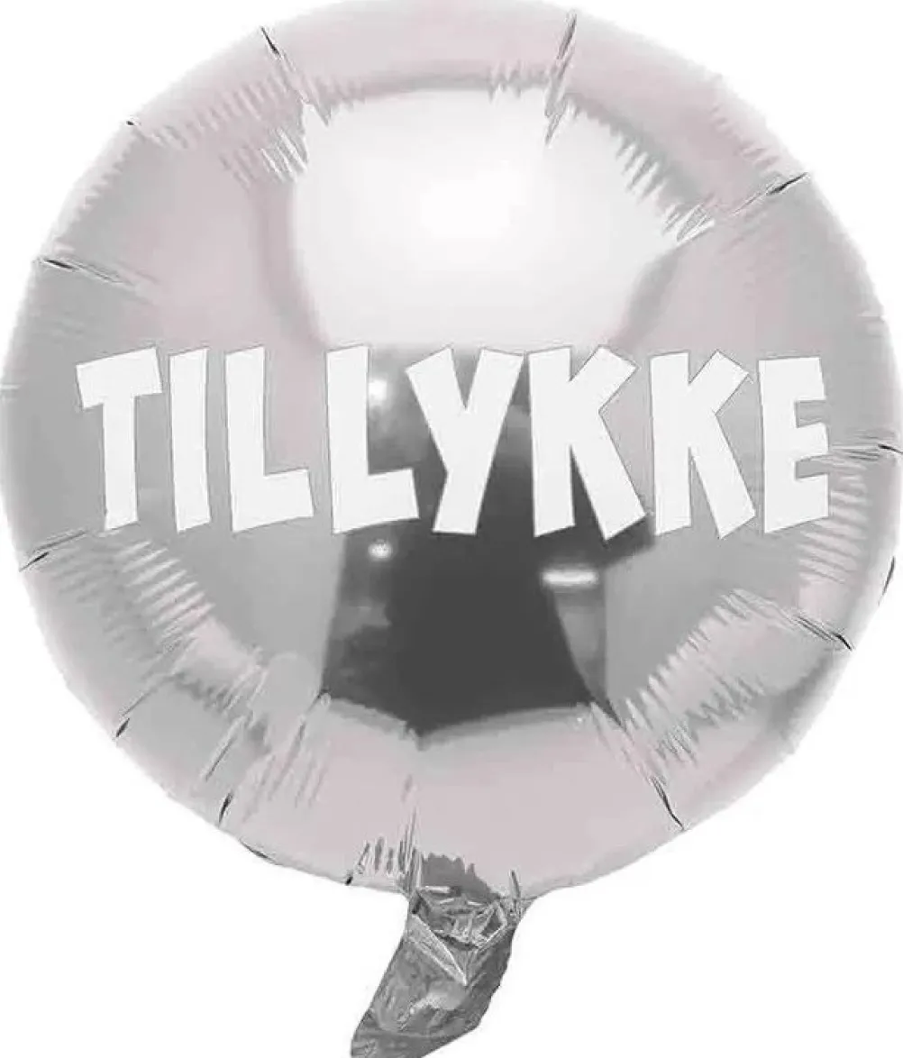 Sølv folieballon Tillykke