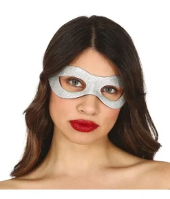 Sølv halvmaske med glimmer