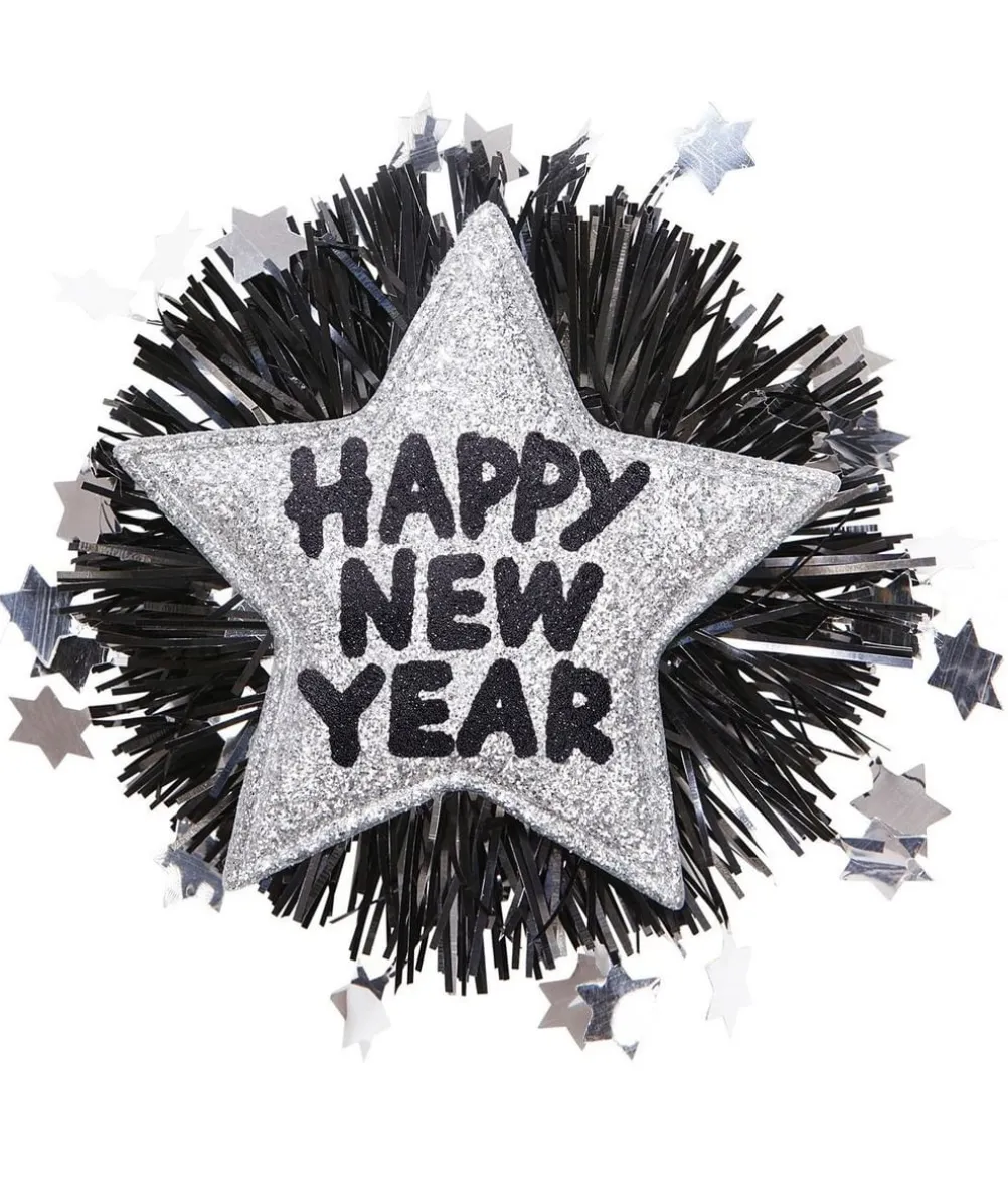 Sølv Happy New Year broche