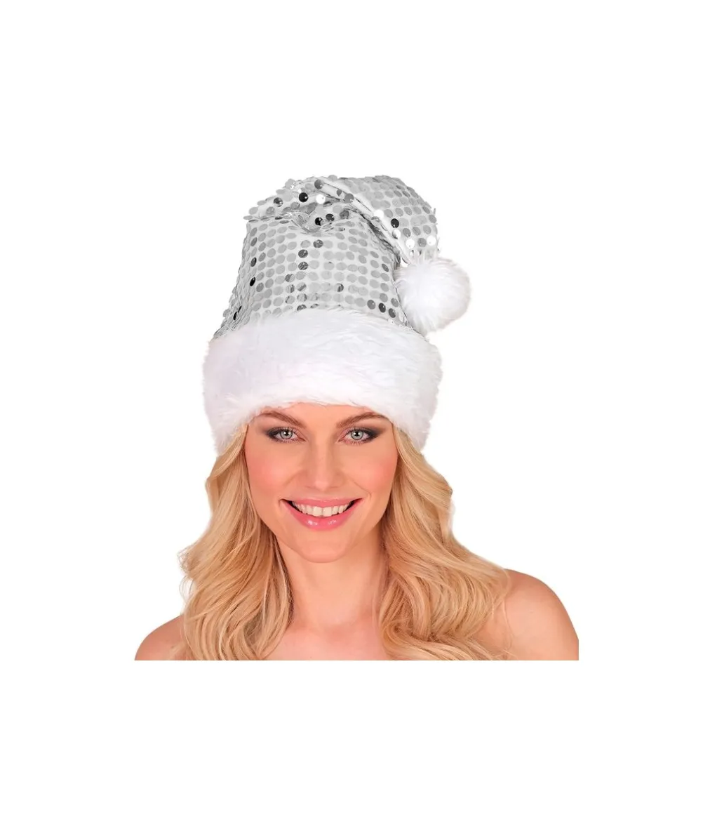 Sølv paillet nissehue
