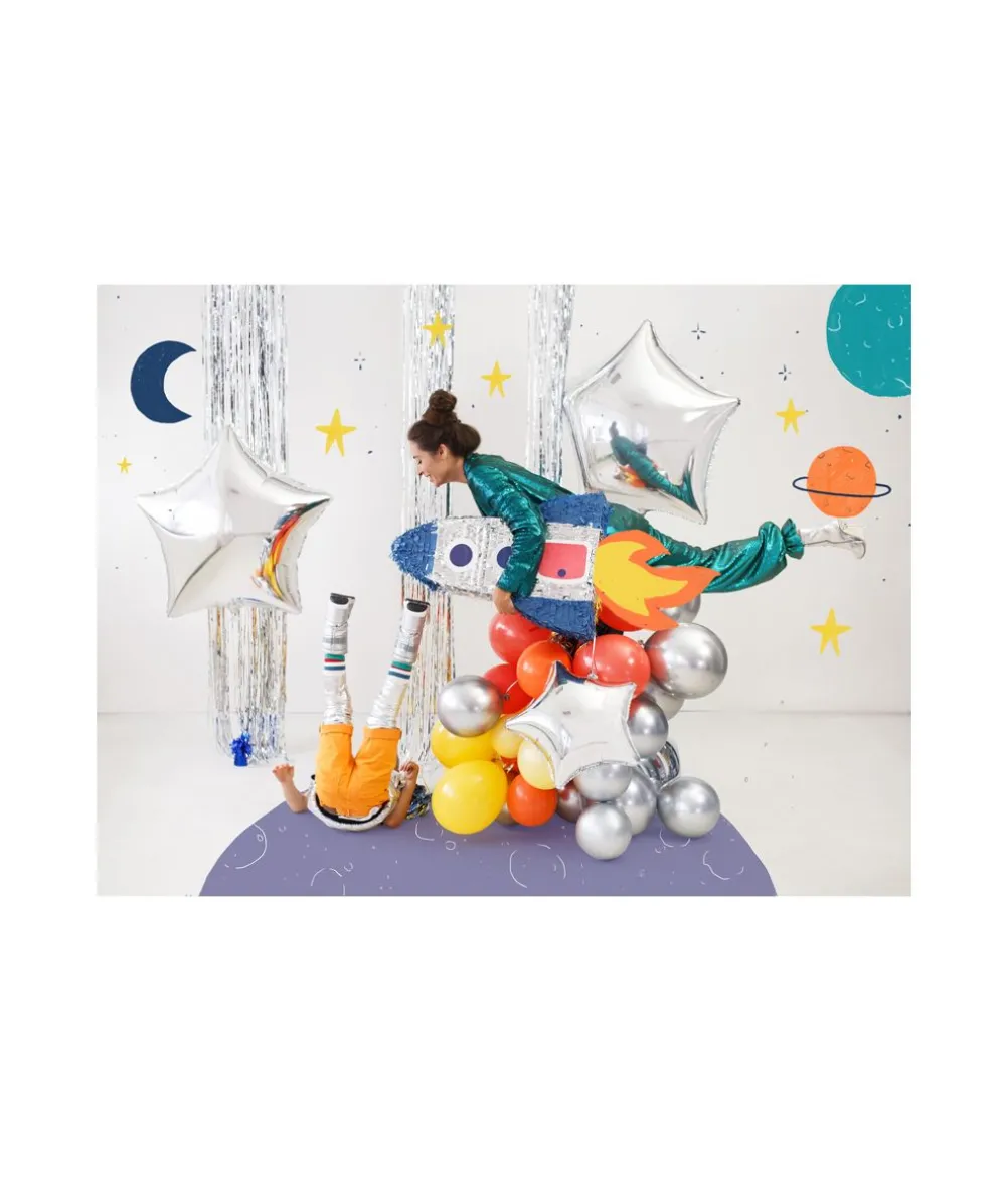 Sølv stjerne folieballon, 70 cm