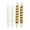 Snoede kagelys, guld og hvid