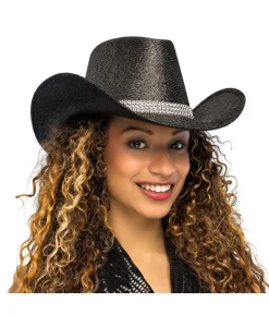 Sort Cowboyhat, metallic