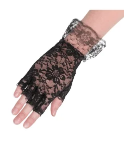 Sorte fingerløse blonde hansker