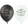 Sorte og hvide Happy Birthday balloner