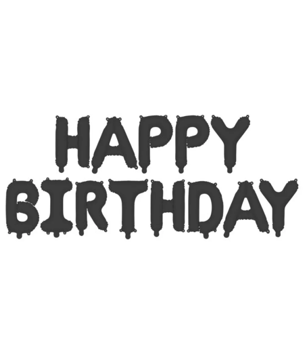 Sort folieballon Happy Birthday