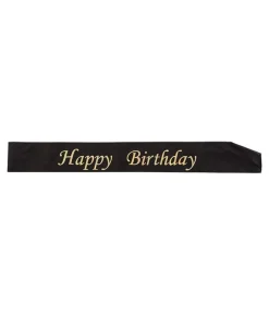 Sort Happy Birthday skærf