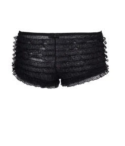Sort hotpants med flæser XL