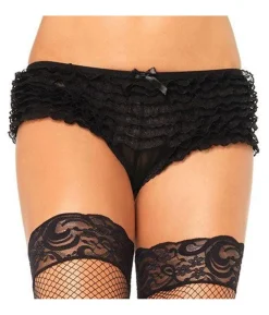 Sort hotpants med flæser XL