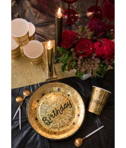 Sort og guld Happy Birthday servietter