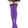 Sort og lilla stribede stockings