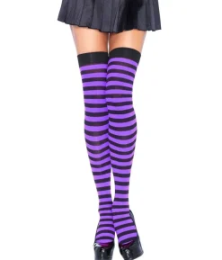 Sort og lilla stribede stockings
