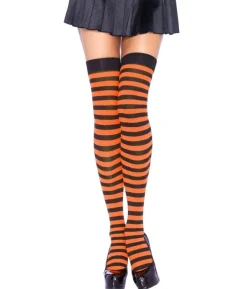 Sort og orange stribede stockings