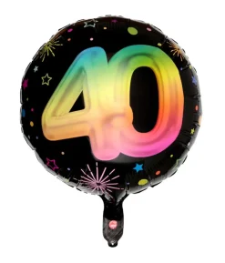Sort og regnbue folieballon, 40 år
