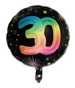Sort og regnbue folieballon, 30 år