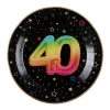 Sort og regnbue paptallerken, 40 år