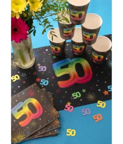 Sort og regnbue servietter, 50 år