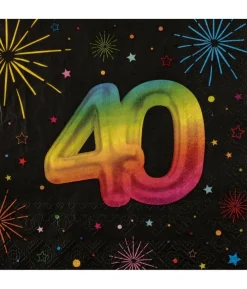 Sort og regnbue servietter, 40 år