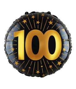 Sort 100 år folieballon, 46 cm