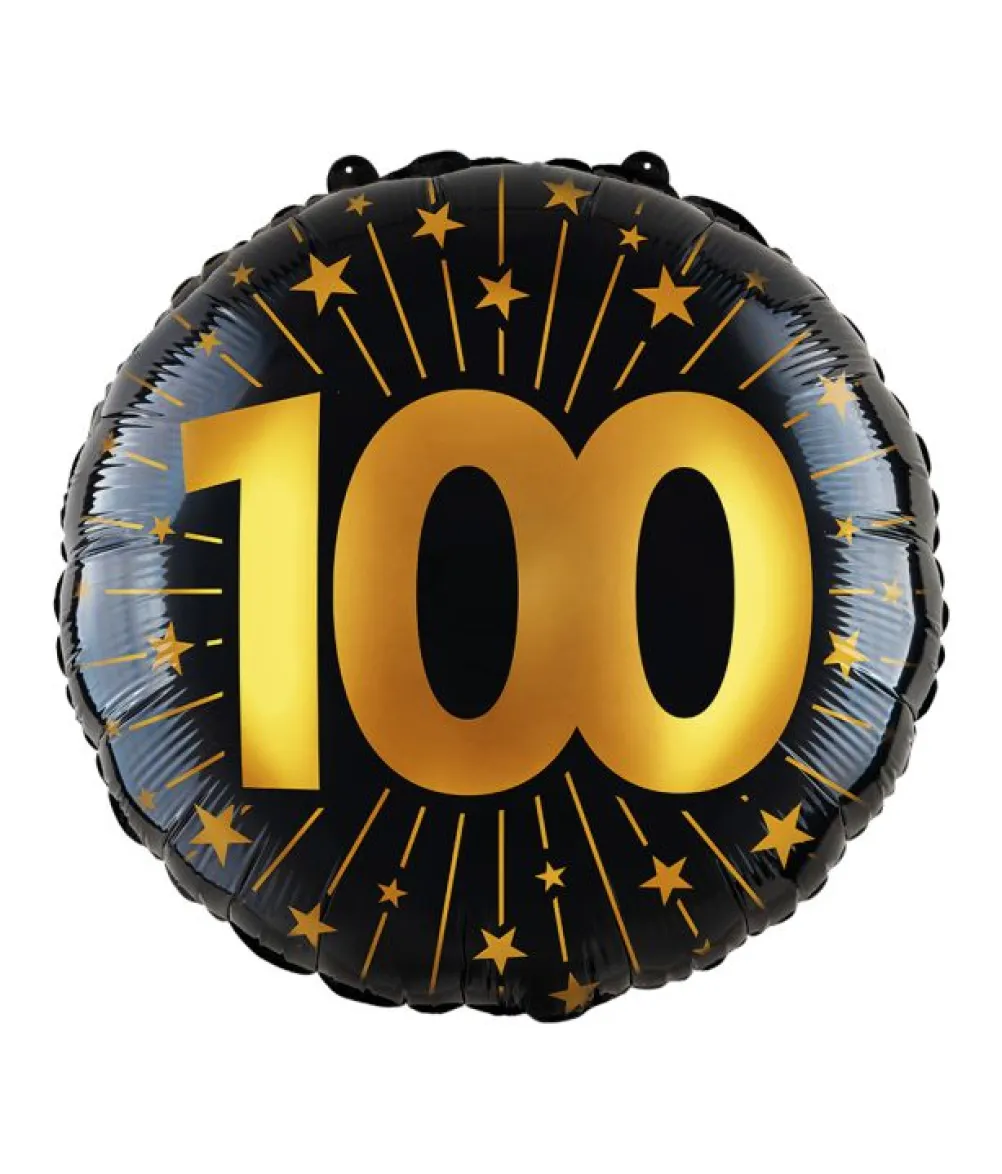 Sort 100 år folieballon, 46 cm