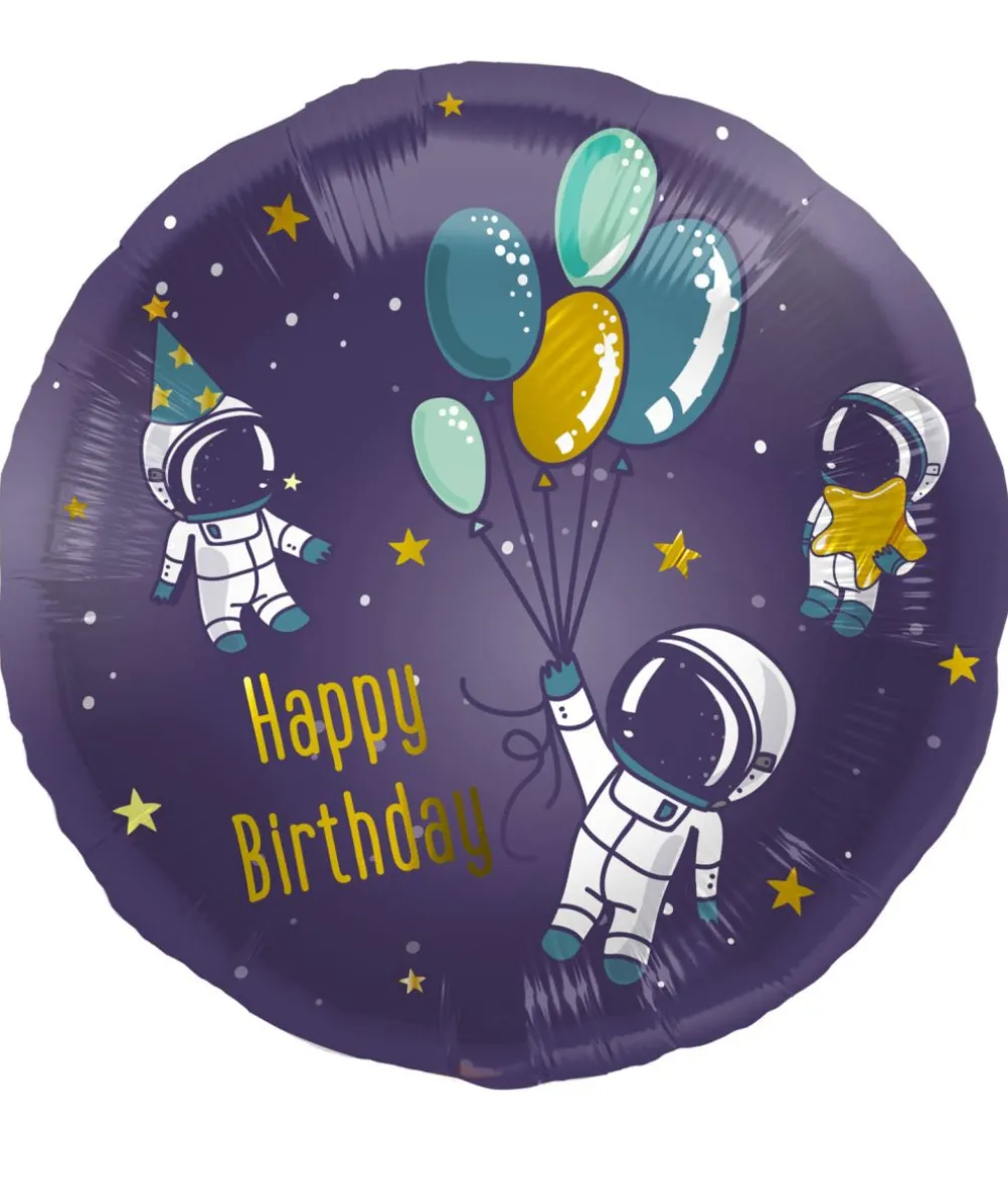 Space Happy Birthday folieballon, 45 cm