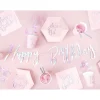 Tallerkner Happy Bday pink sekskant