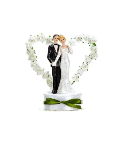 Topfigur Par med blomster hjerte, 16 cm