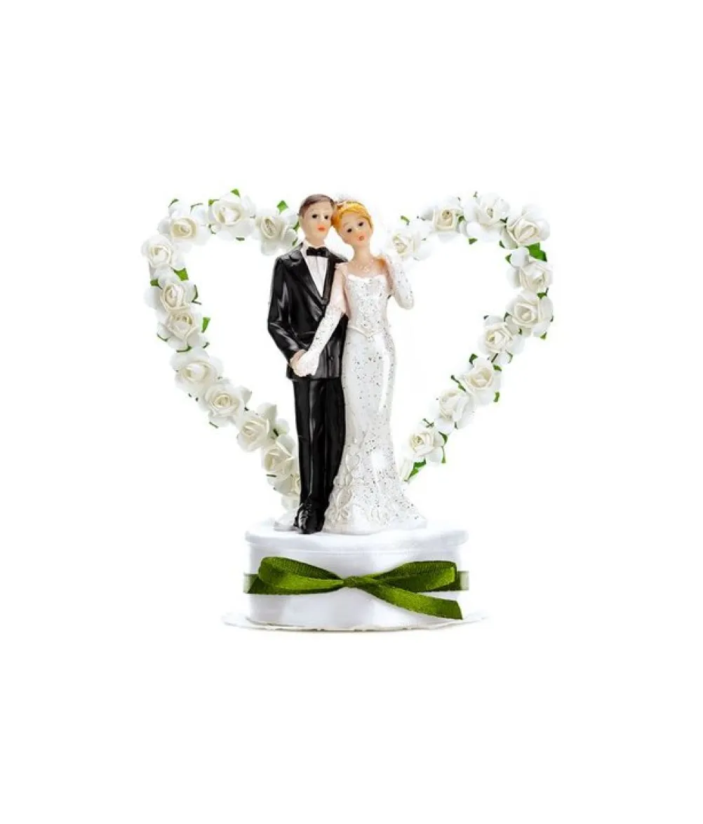 Topfigur Par med blomster hjerte, 16 cm