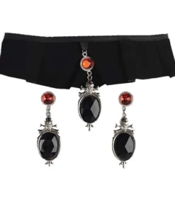 Velour choker og øreringe