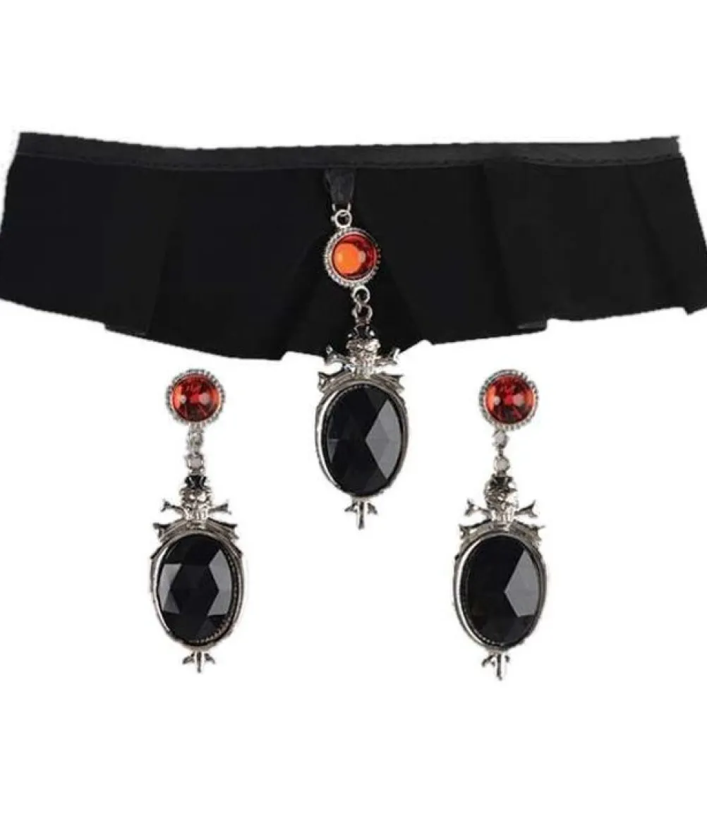 Velour choker og øreringe