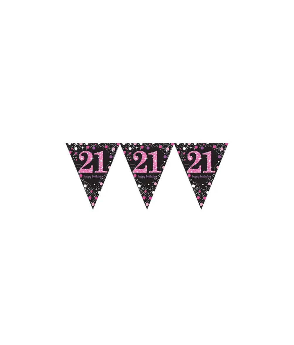 Vimpelguirlande 21 år Pink Sparkling