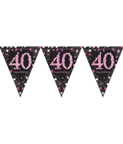 Vimpelguirlande 40 år Pink Sparkling