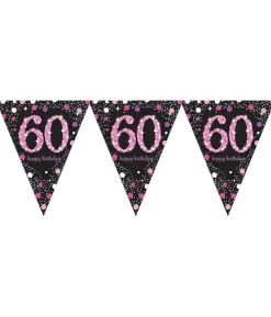 Vimpelguirlande 60 år Pink Sparkling