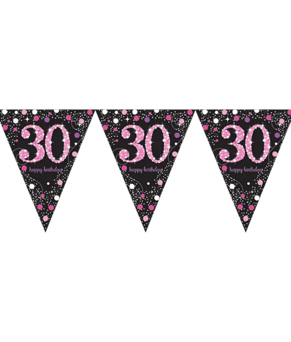 Vimpelguirlande 30 år Pink Sparkling