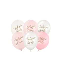Welcome Baby ballonbuket, pink mix